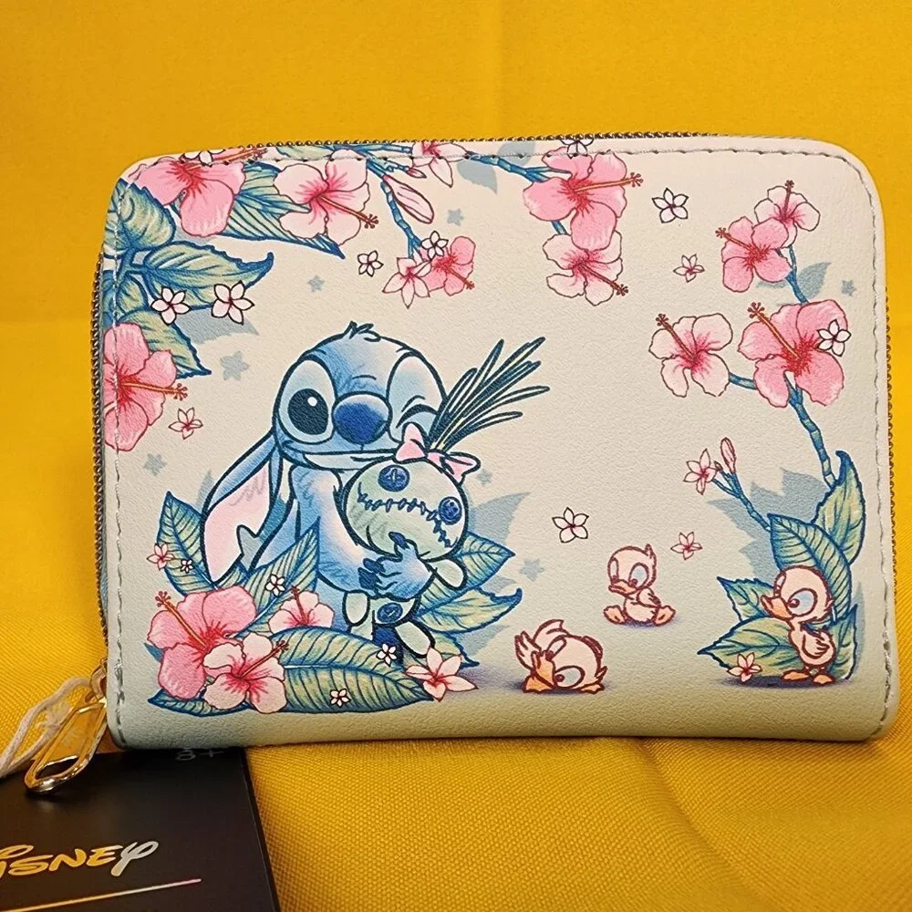 Loungefly Disney Lilo and Stitch Scrump Ducks Ducklings Floral Zip Wallet NEW